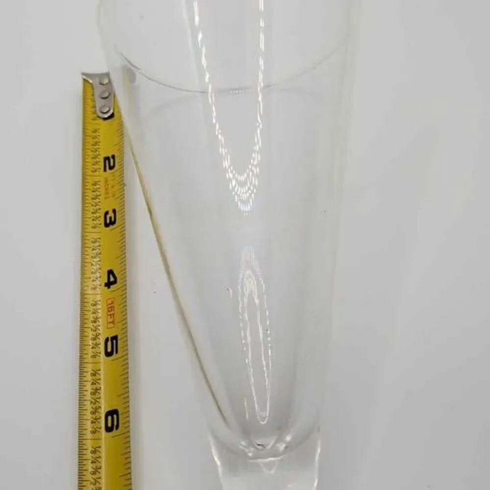 Vintage Clear Glass Trumpet Vase Heavy Weighted Bottom Lily Centerpiece 8 Inch